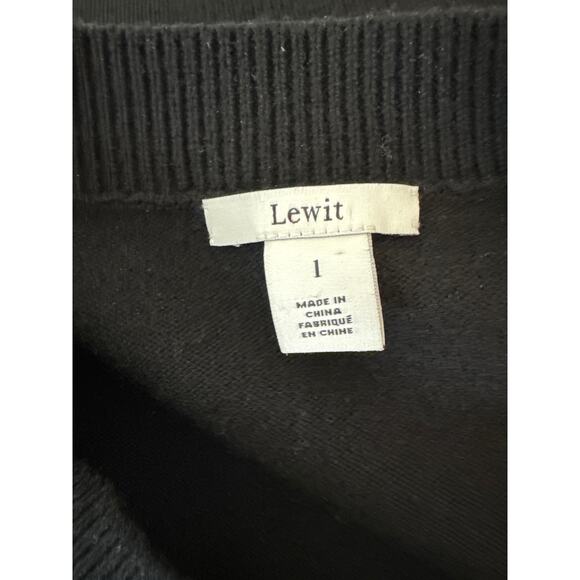 LEWIT Cashmere Blend Drop Shoulder Sweater Snap Details Black Size Large - Picture 11 of 12